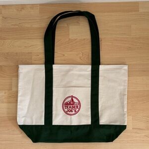 Cream and Green Tote Bag